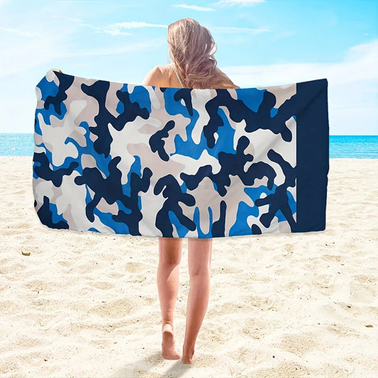 Sneldrogende strandhanddoek Navy camo – Super absorberend