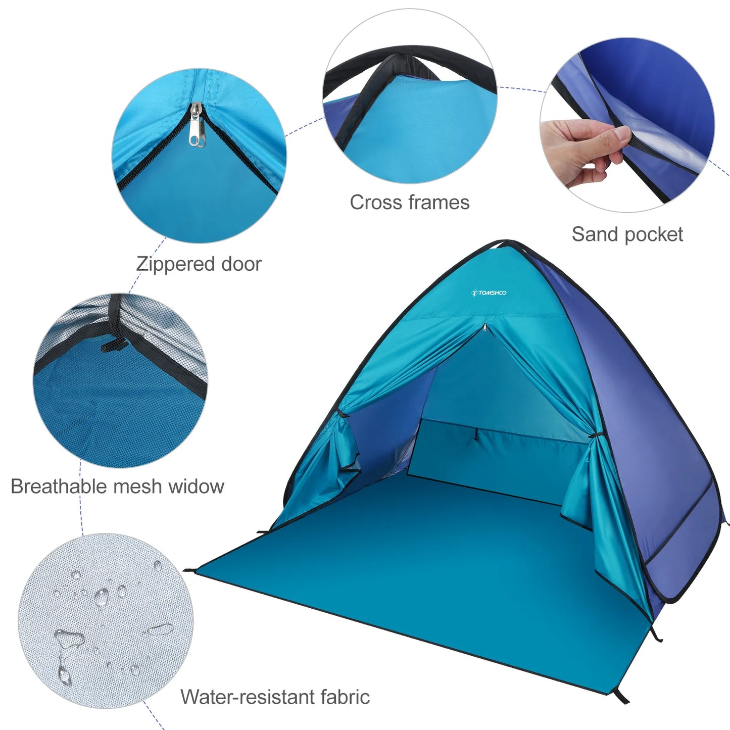 TOMSHOO Pop-up Tent – 3-4 Persoons - Lichtgewicht Camping
