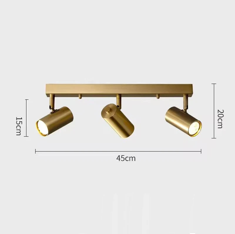Goudkleurige plafondspot met 3 of 4 lichtpunten – modern design