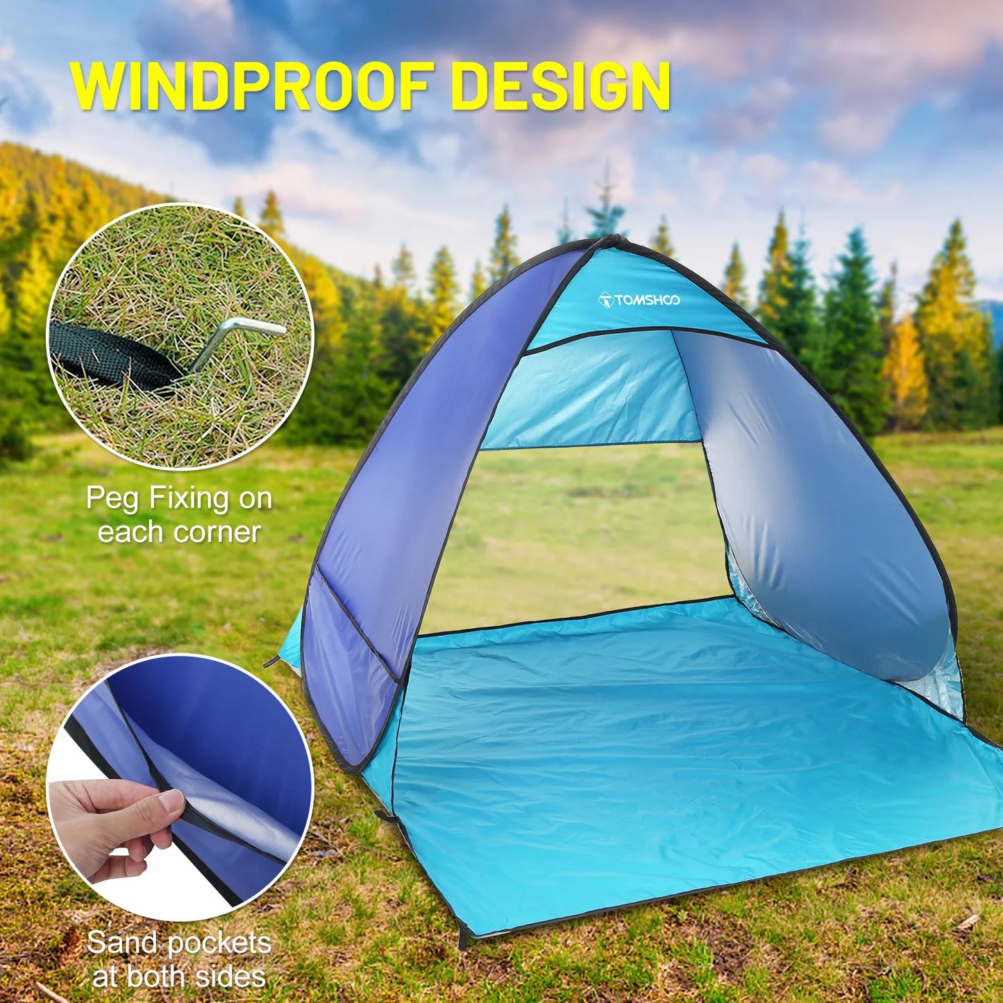 TOMSHOO Pop-up Tent – 3-4 Persoons - Lichtgewicht Camping