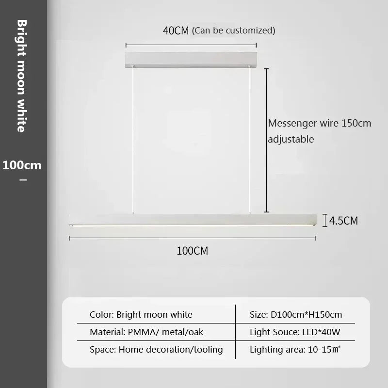 Moderne langwerpige LED-hanglamp voor eetkamer en woonkamer