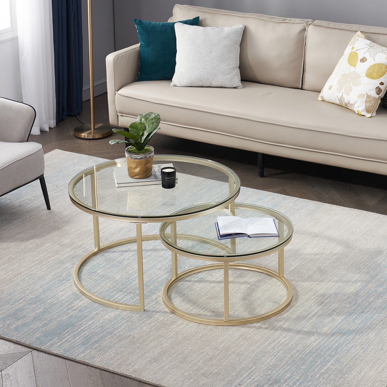 2 in 1 IJzeren Salontafel - Gehard Glas – Eminents-Wonen