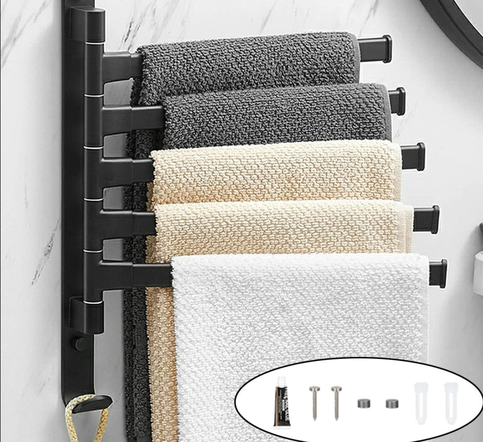ALOCEO Zelfklevende handdoekhouder zonder boren - roestvrij staal badkamer handdoekhouder zwart mat 24 cm ALOCEO Zelfklevende handdoekhouder zonder boren - roestvrij staal badkamer handdoekhouder zwart mat 24 cm