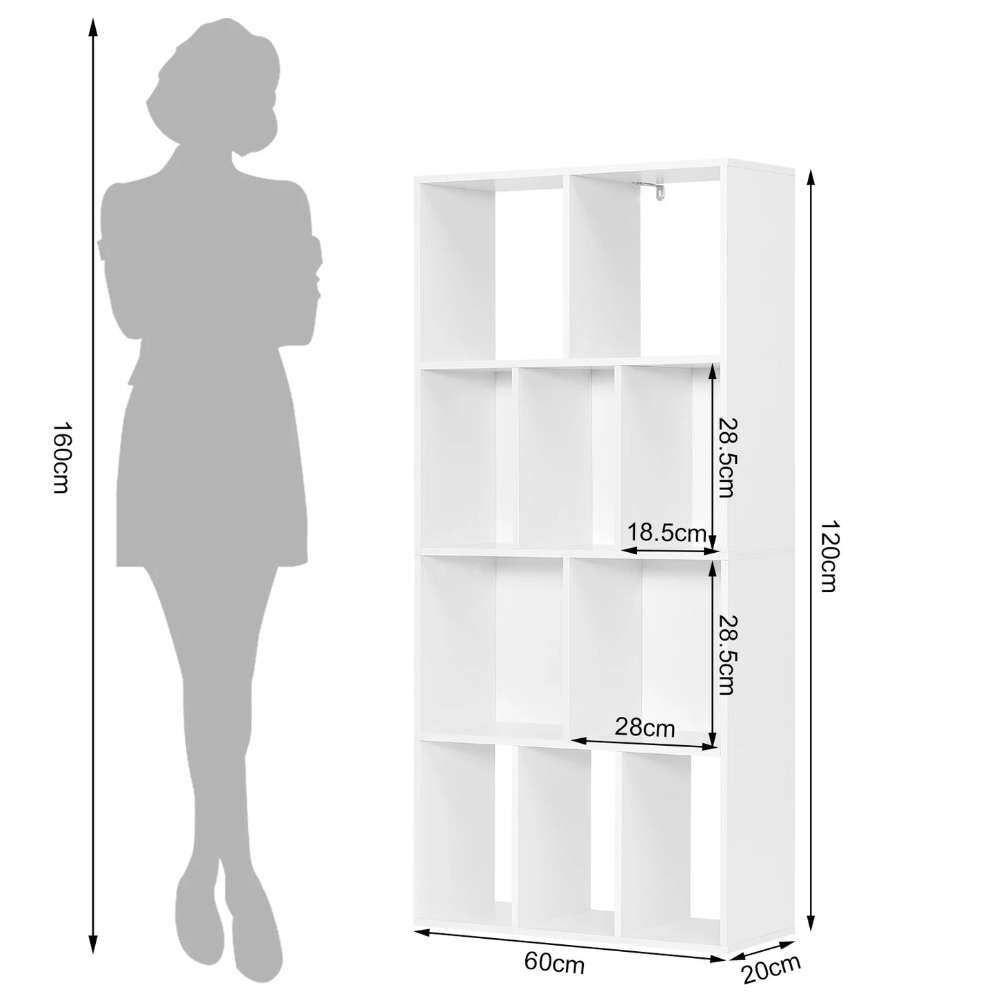 Wit 4-laagse kast met 10 Open compartimenten