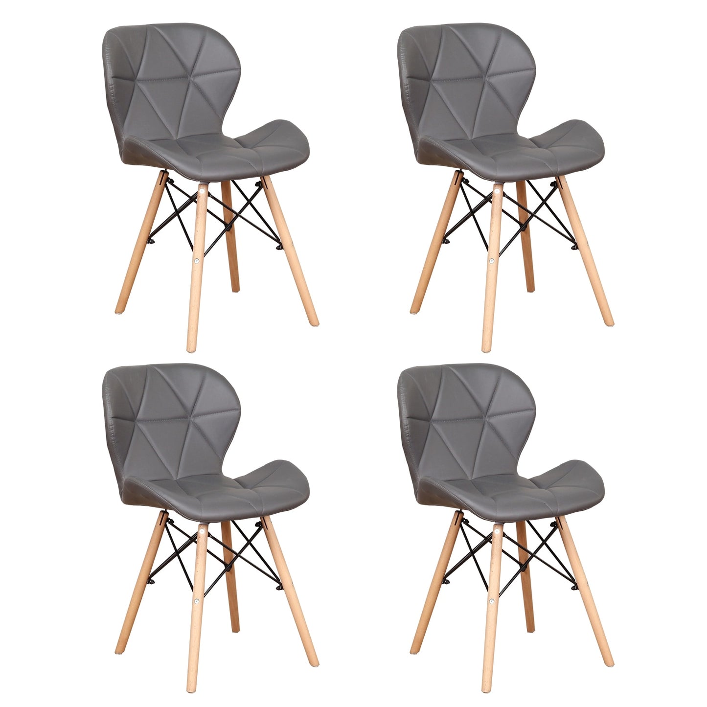 Een set van 4 Luxe Eetkamerstoelen - (wit/grijs/zwart).