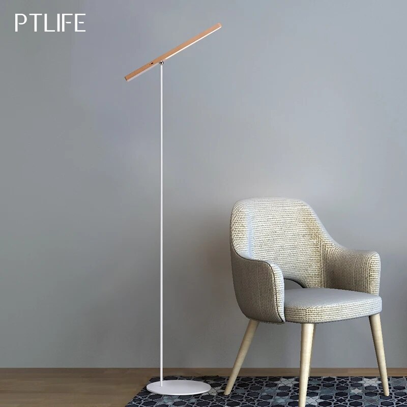 Pt life - Houten LED vloerlamp met draadloze 360° verstelbare leeslamp