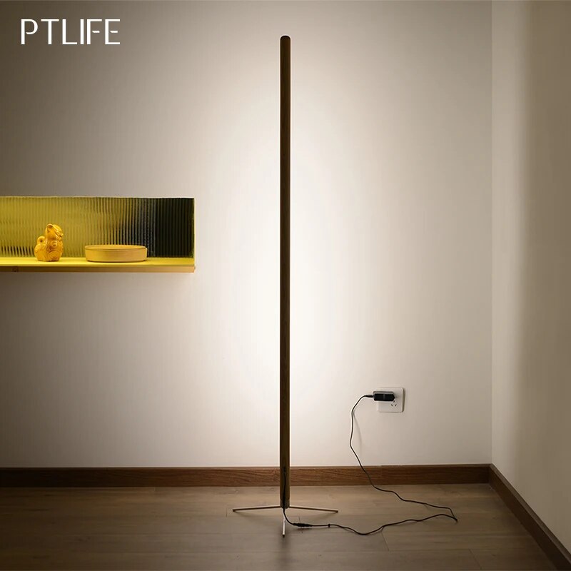 PT life - Moderne LED staande vloerlamp van massief Hout