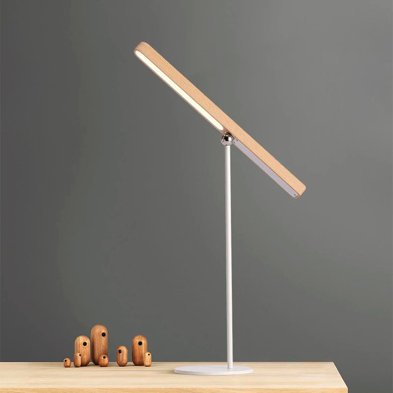 Houten tafellamp met 360° draaifunctie - USB oplaadbaar met magnetische leeslamp