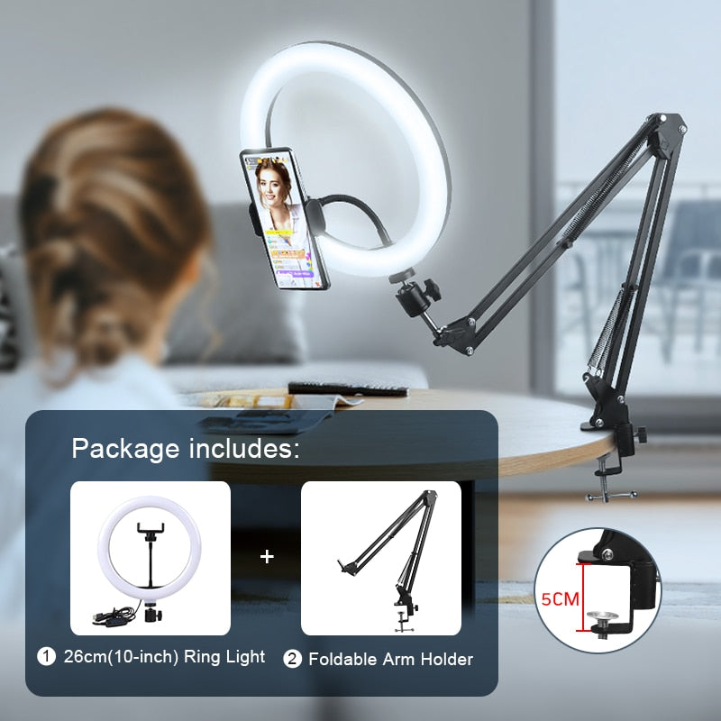 Selfie Ring -Led Randlamp - optionele mobiele houder Bevestiging Statief