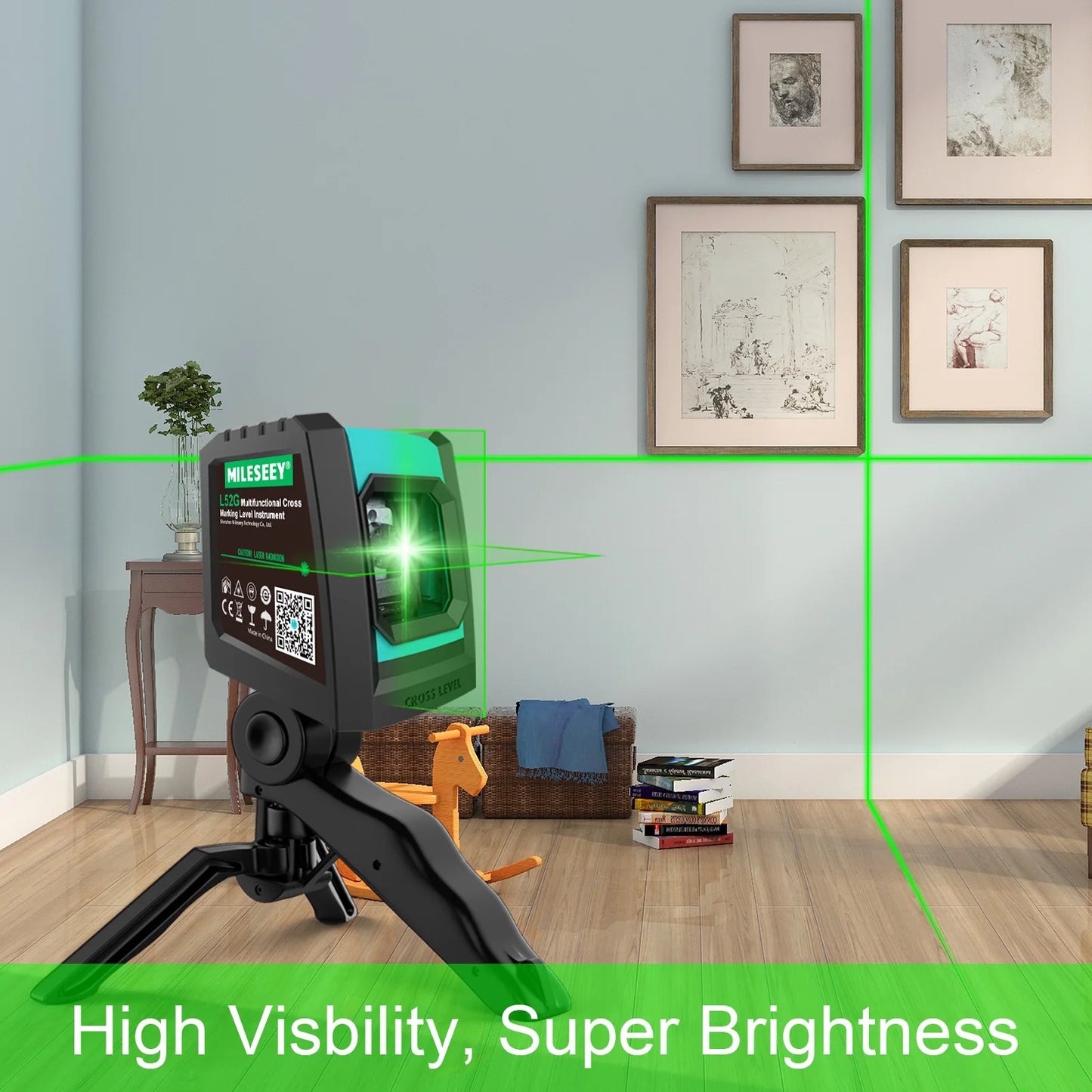 2-Lijns laserwaterpas L52R L62 - 360° groene laserwaterpas met batterij en statief