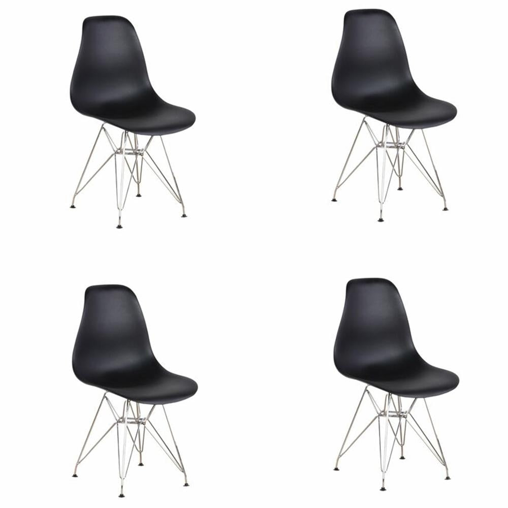 Een set van 4 Eetkamerstoelen - hoogwaardige plastic stoelen met metalen poten.