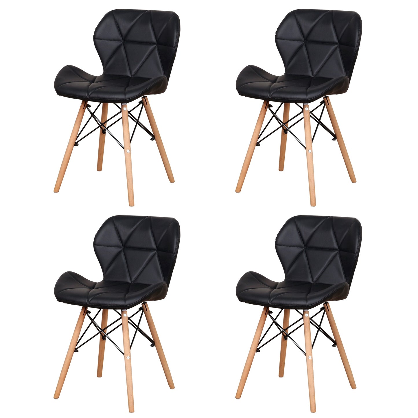 Een set van 4 Luxe Eetkamerstoelen - (wit/grijs/zwart).