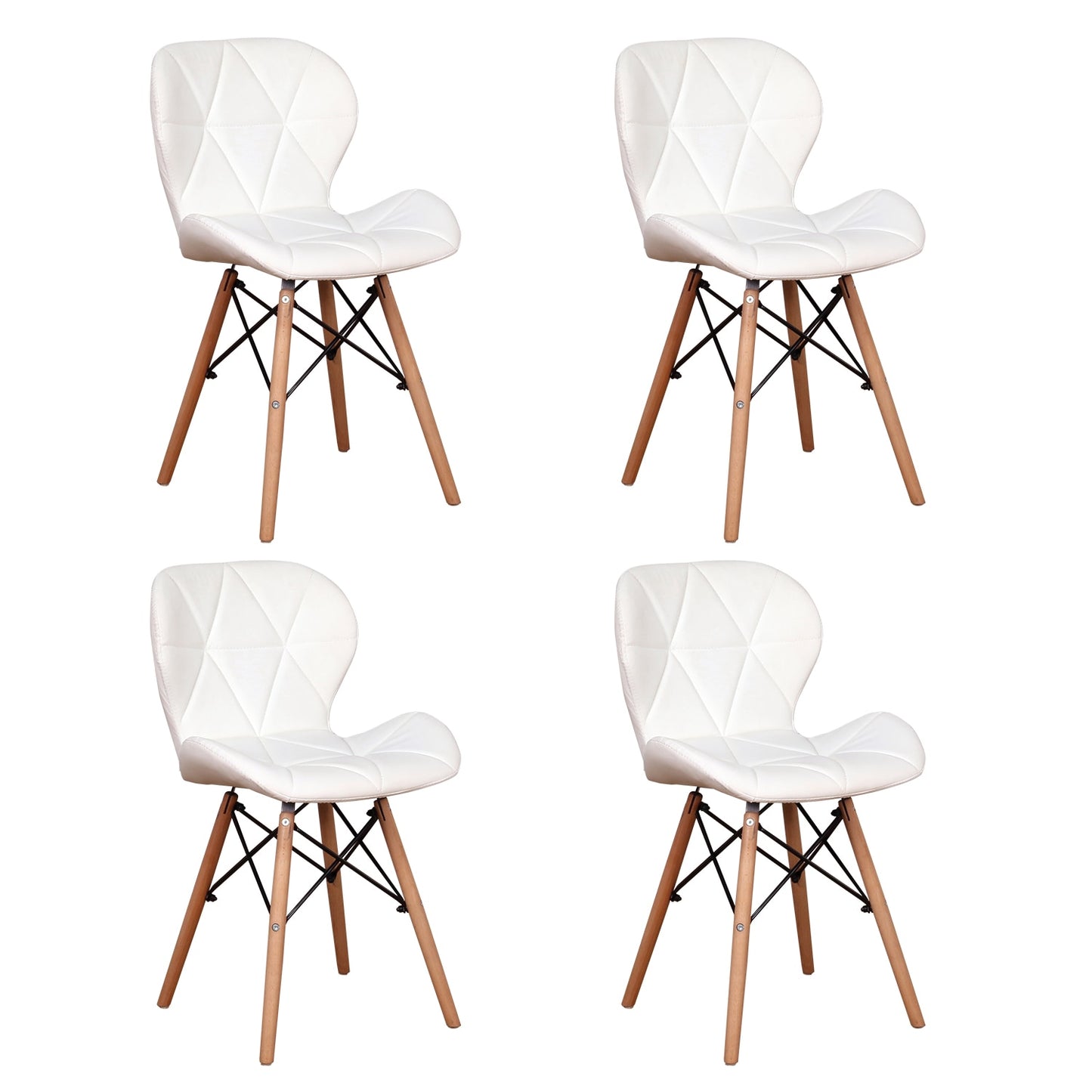 Een set van 4 Luxe Eetkamerstoelen - (wit/grijs/zwart).