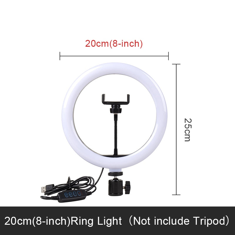 Selfie Ring -Led Randlamp - optionele mobiele houder Bevestiging Statief