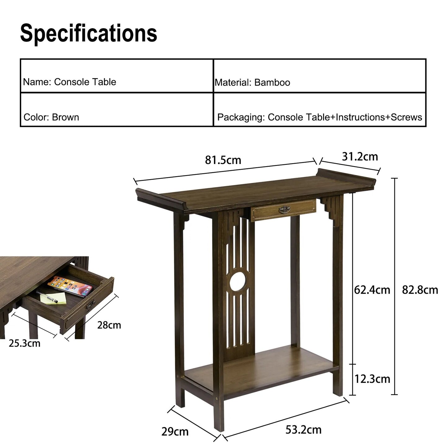 Rustieke 32" console tafel