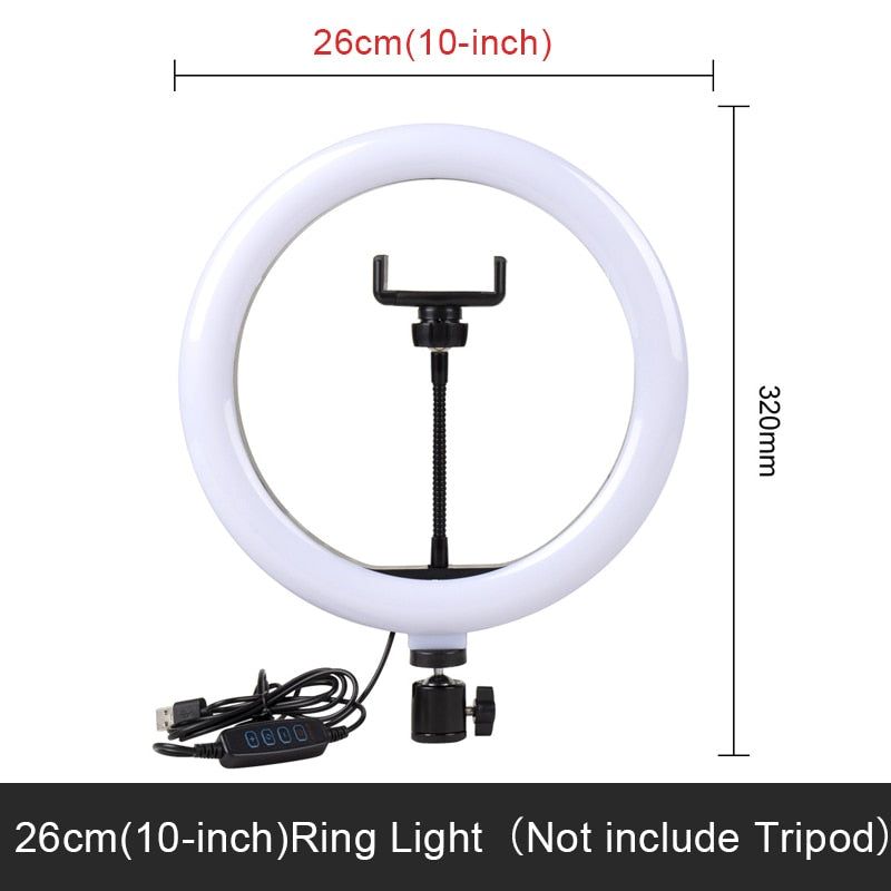 Selfie Ring -Led Randlamp - optionele mobiele houder Bevestiging Statief