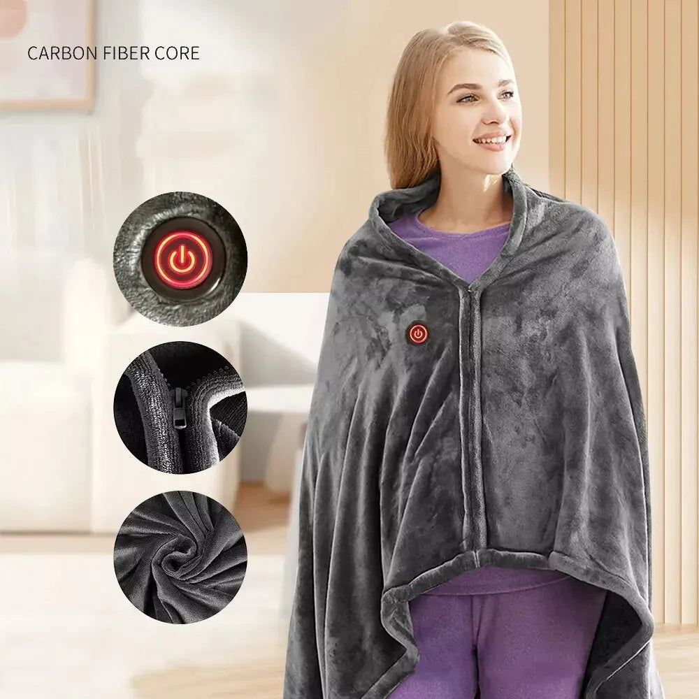 Elektrische Verwarming deken met USB - Tweezijdig Coral Fleece