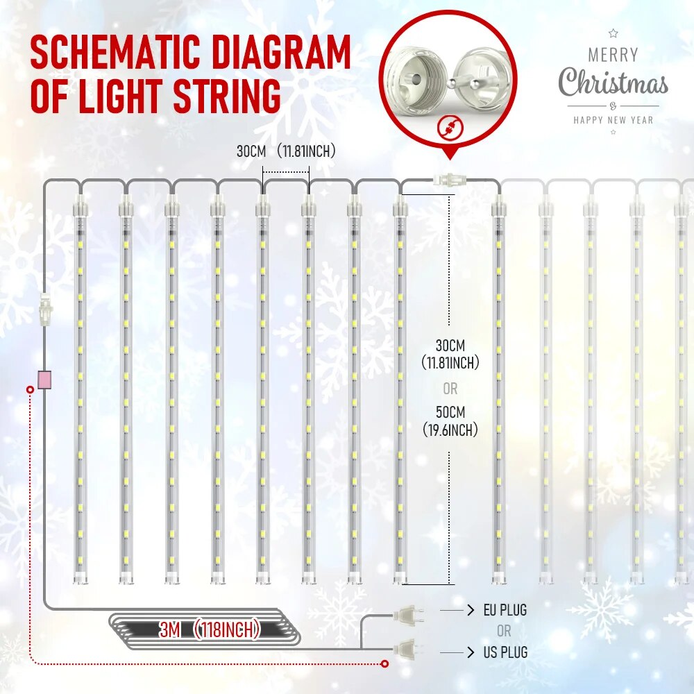 Gotobe - Kerstverlichting, LED-Meteorenregen - Waterdicht