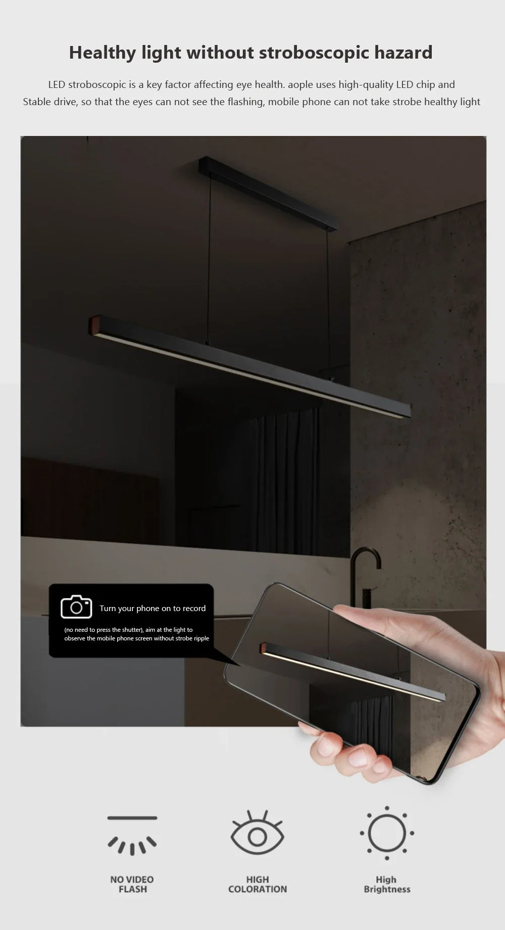 Moderne langwerpige LED-hanglamp voor eetkamer en woonkamer