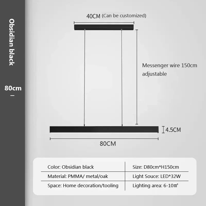 Moderne langwerpige LED-hanglamp voor eetkamer en woonkamer