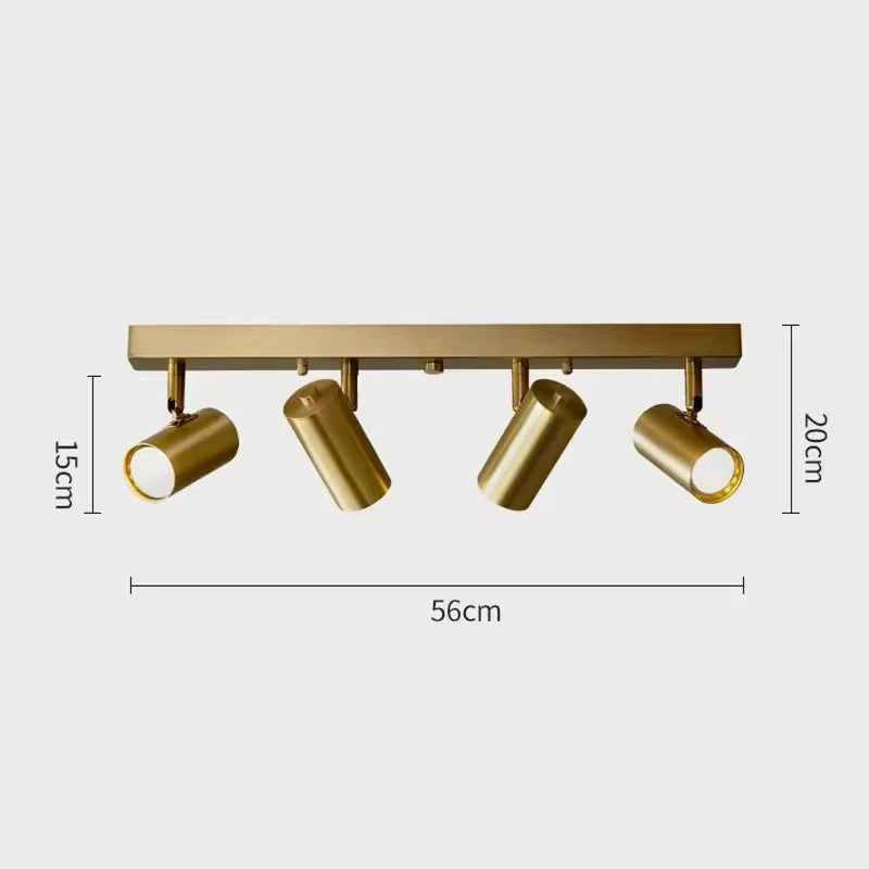 Goudkleurige plafondspot met 3 of 4 lichtpunten – modern design
