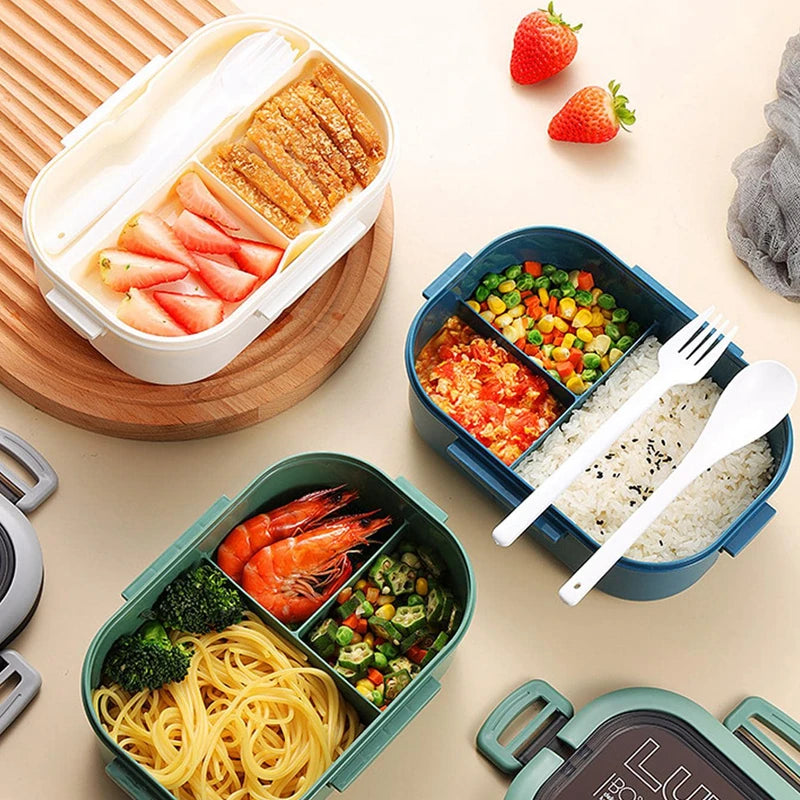 Lunch box met lepel en vork