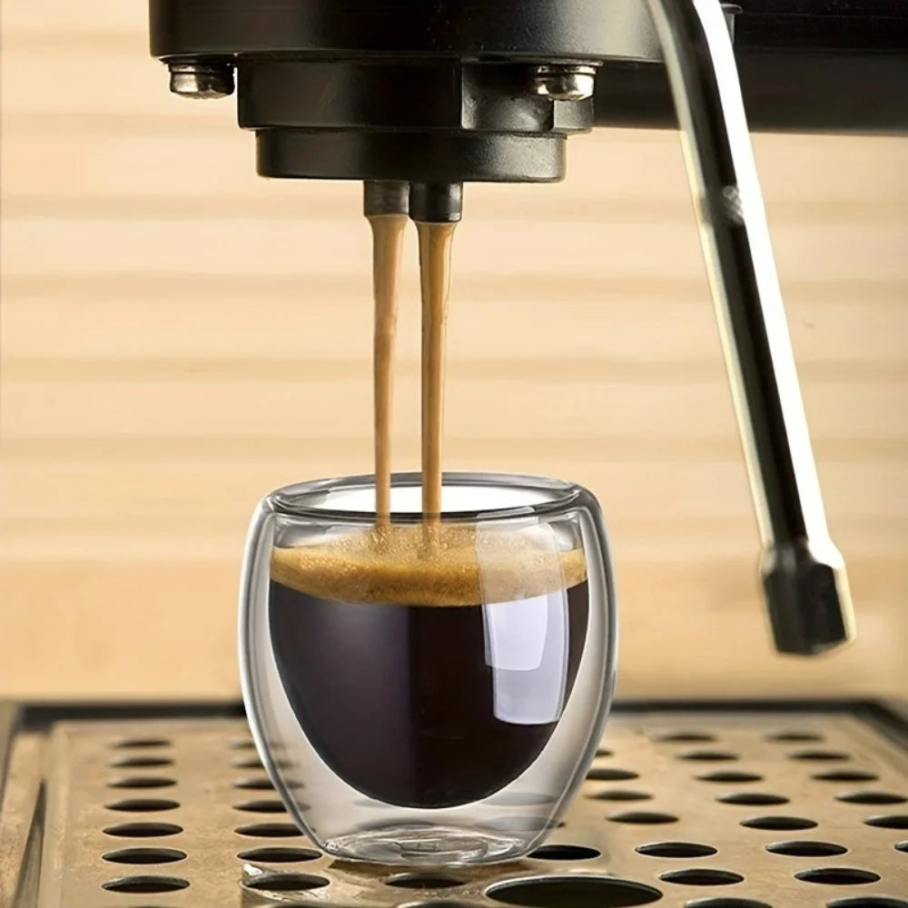 80/150/250/350/450ml Double-Wall Insulated Clear Glass Espresso Cups Perfect for Tea, Coffee, Latte, Cafe, Milk, Restaurant Use