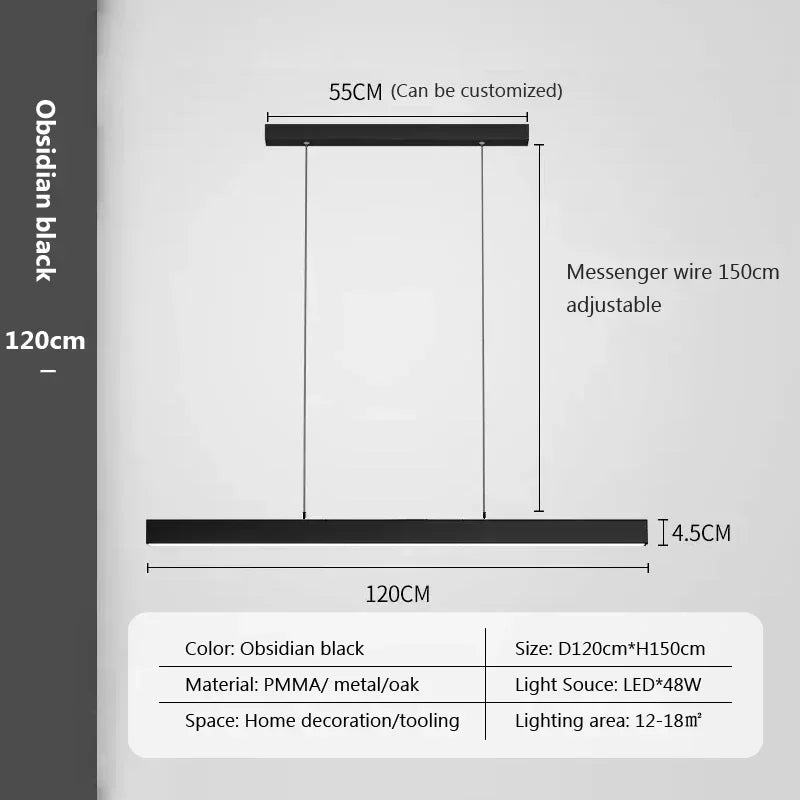 Moderne langwerpige LED-hanglamp voor eetkamer en woonkamer
