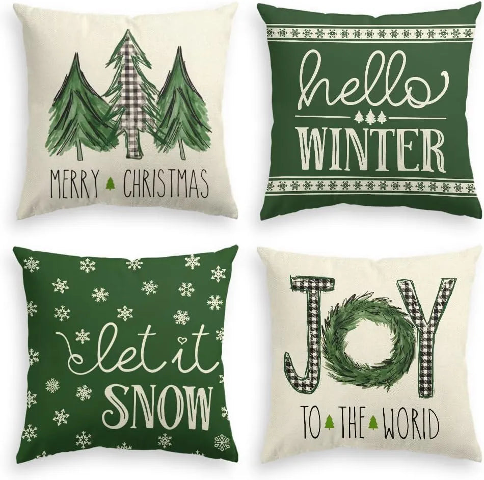 Groen kerst kussenhoes met vrolijk kerst motto - kerst decoratie