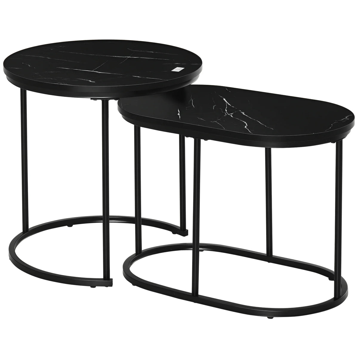 HOMCOM Salontafelset van 2 – Zwart Marmerlook
