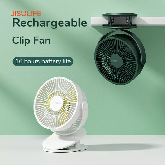 Draagbare mini clip ventilator - 4 Snelheden - Oplaadbaar - Ultra stil - Wit