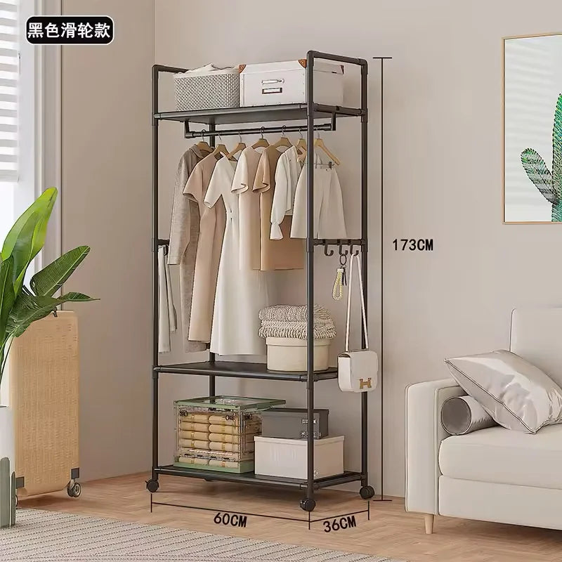 Versatile Garment Stand Hooks Space Efficient Clothes Rack Multi-Tier Storage Unit Living Room Garment Storage Organizer Shelf