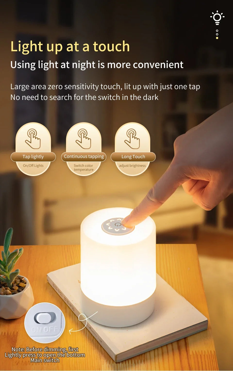 Oplaadbare LED Tafellamp met Touchbediening – Dimbaar