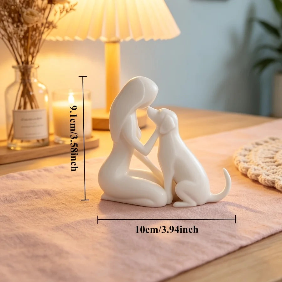 Beeldje Meisje met Hond – Zwart