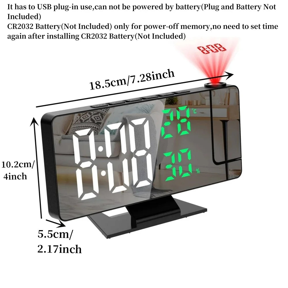 Digitale projectie wekker - Met temperatuur, vochtigheid en USB plug-in