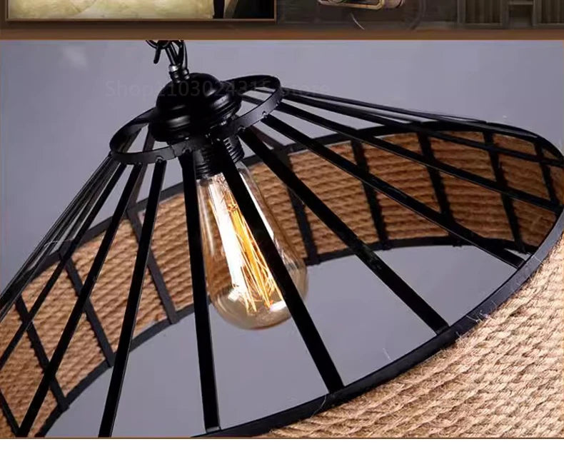 Klassieke Henneptouw hanglamp – Retro industrieel Design