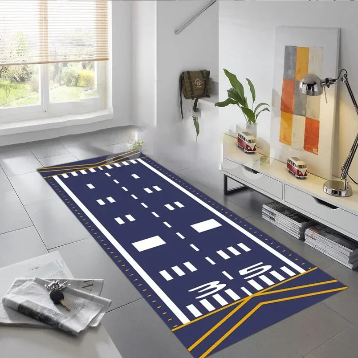 Vliegtuig Speelkleed met Landingsbaan – Vloerkleed voor de Kinderkamer