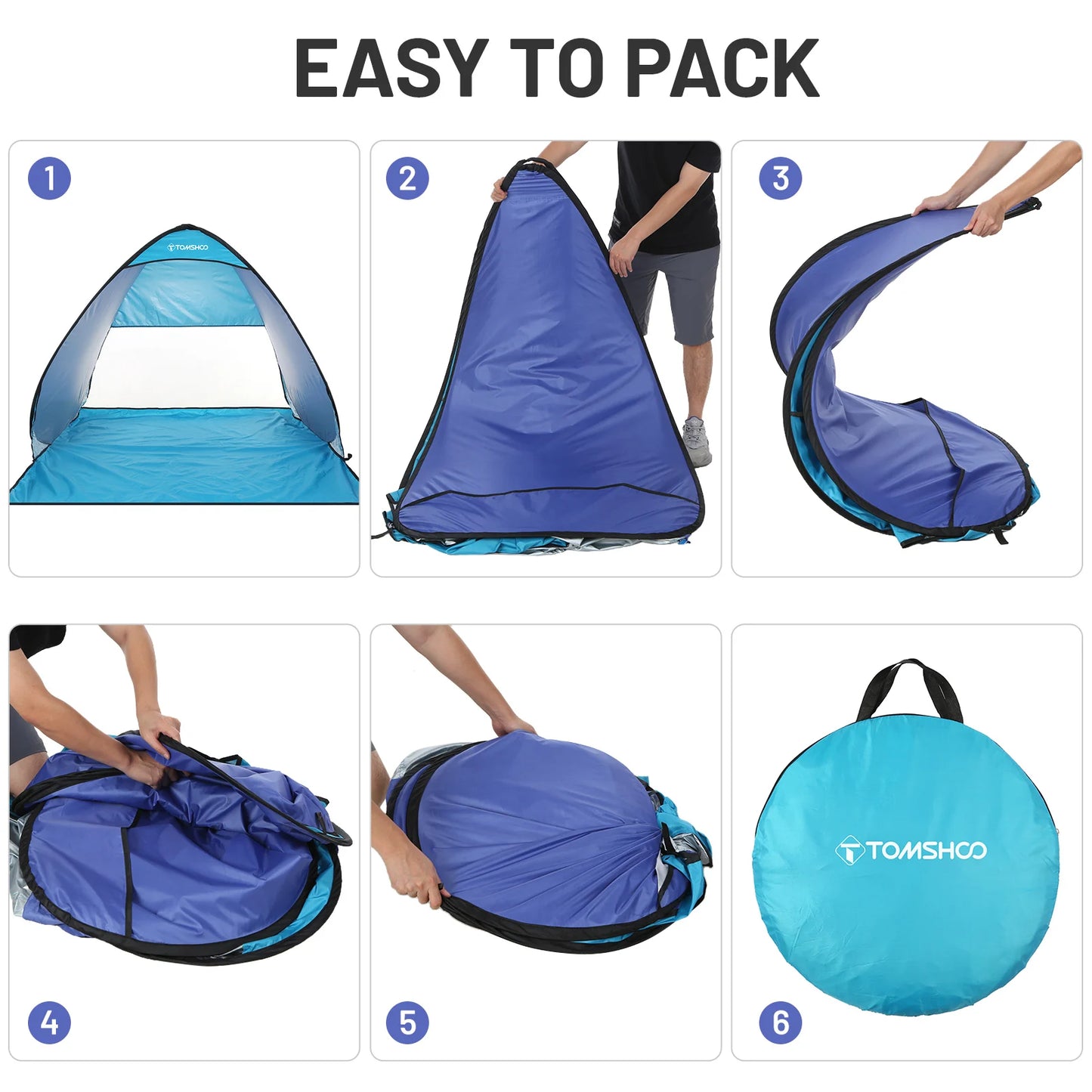TOMSHOO Pop-up Tent – 3-4 Persoons - Lichtgewicht Camping