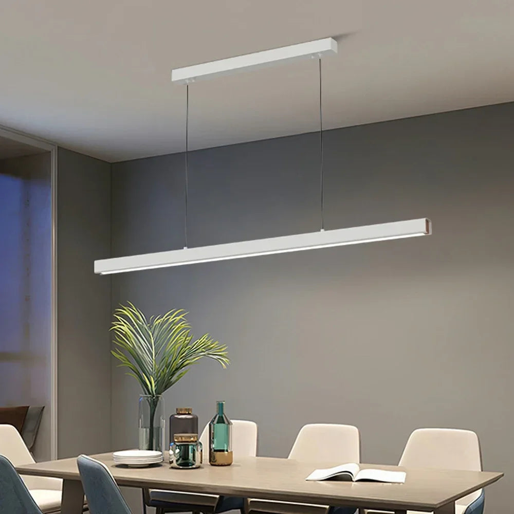 Moderne langwerpige LED-hanglamp voor eetkamer en woonkamer