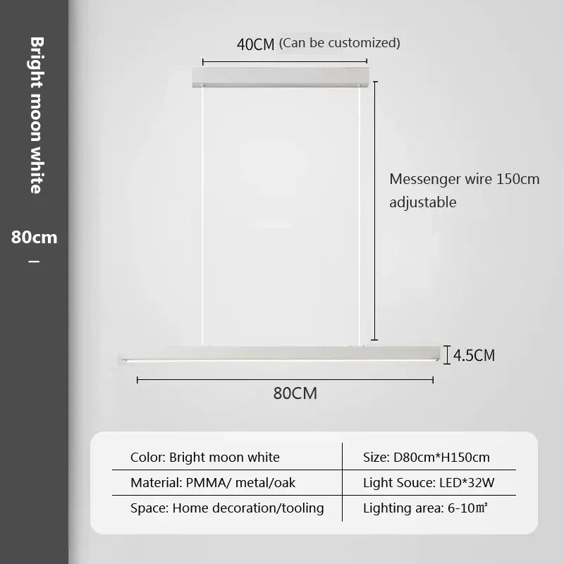 Moderne langwerpige LED-hanglamp voor eetkamer en woonkamer