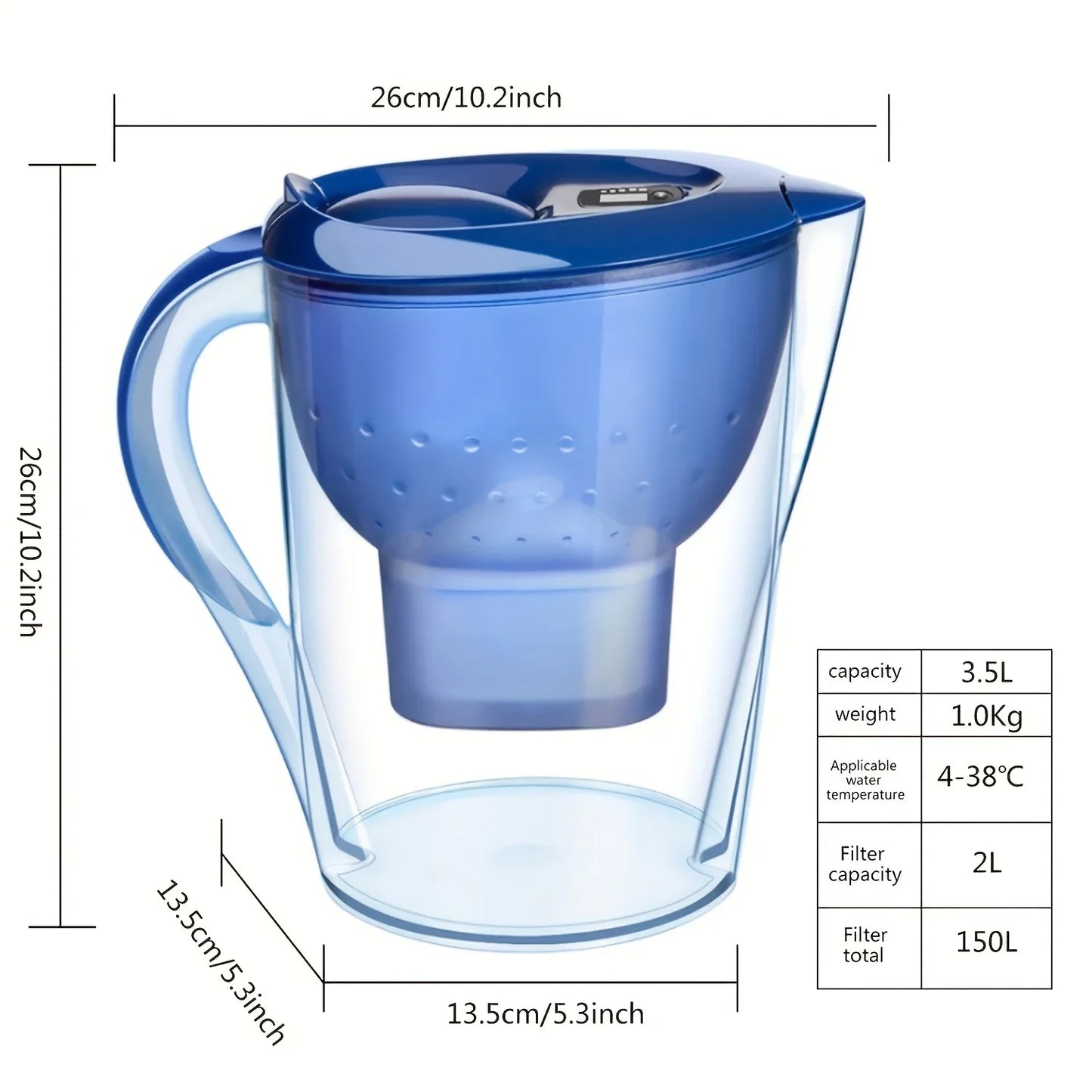 3.5L huishoudelijke filter-kan met 3-filtersysteem - Timer