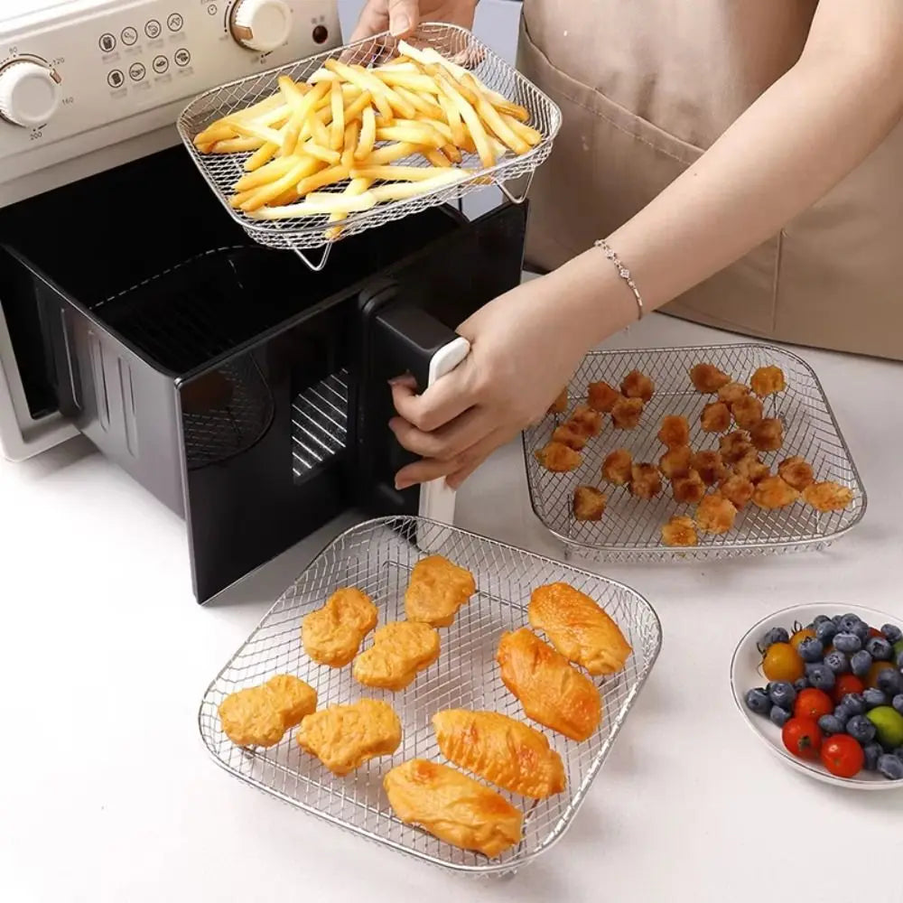 Stapelbaar RVS Airfryerrek – Grillmandje