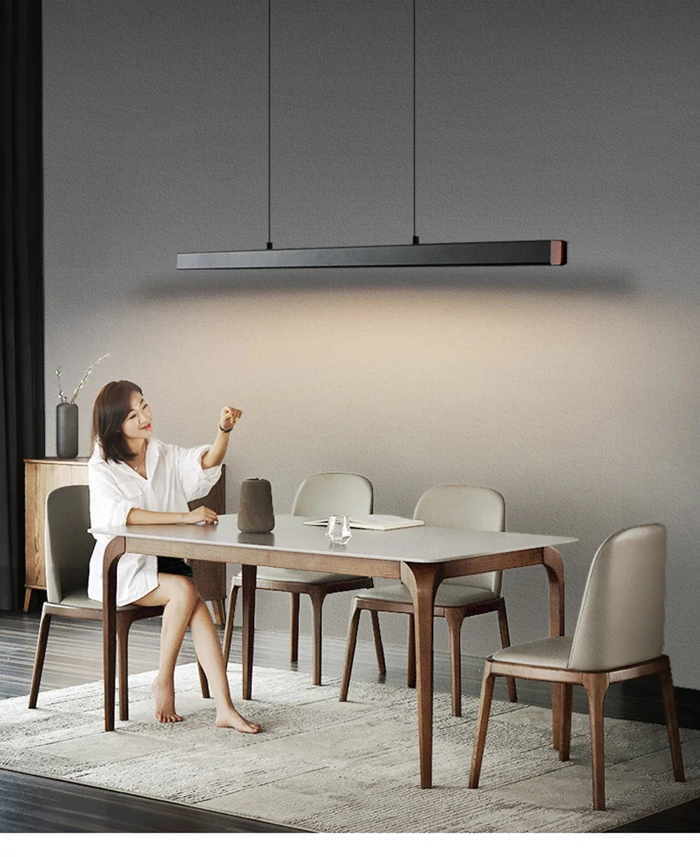 Moderne langwerpige LED-hanglamp voor eetkamer en woonkamer