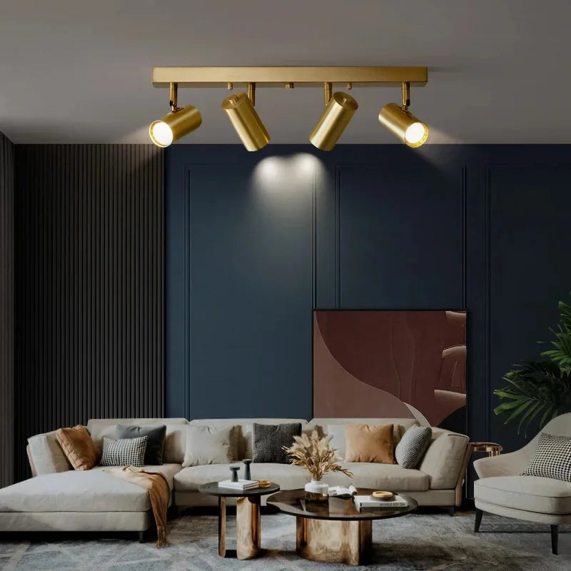 Goudkleurige plafondspot met 3 of 4 lichtpunten – modern design