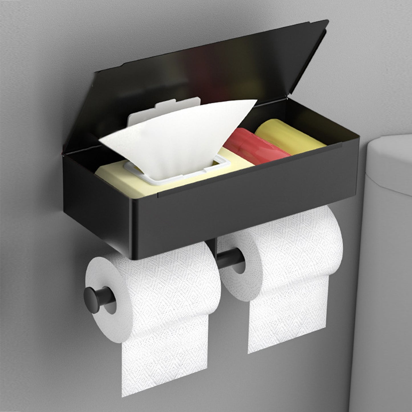 Luxe Toiletpapierhouder - Grote Papierrolhouder met Opbergdoos