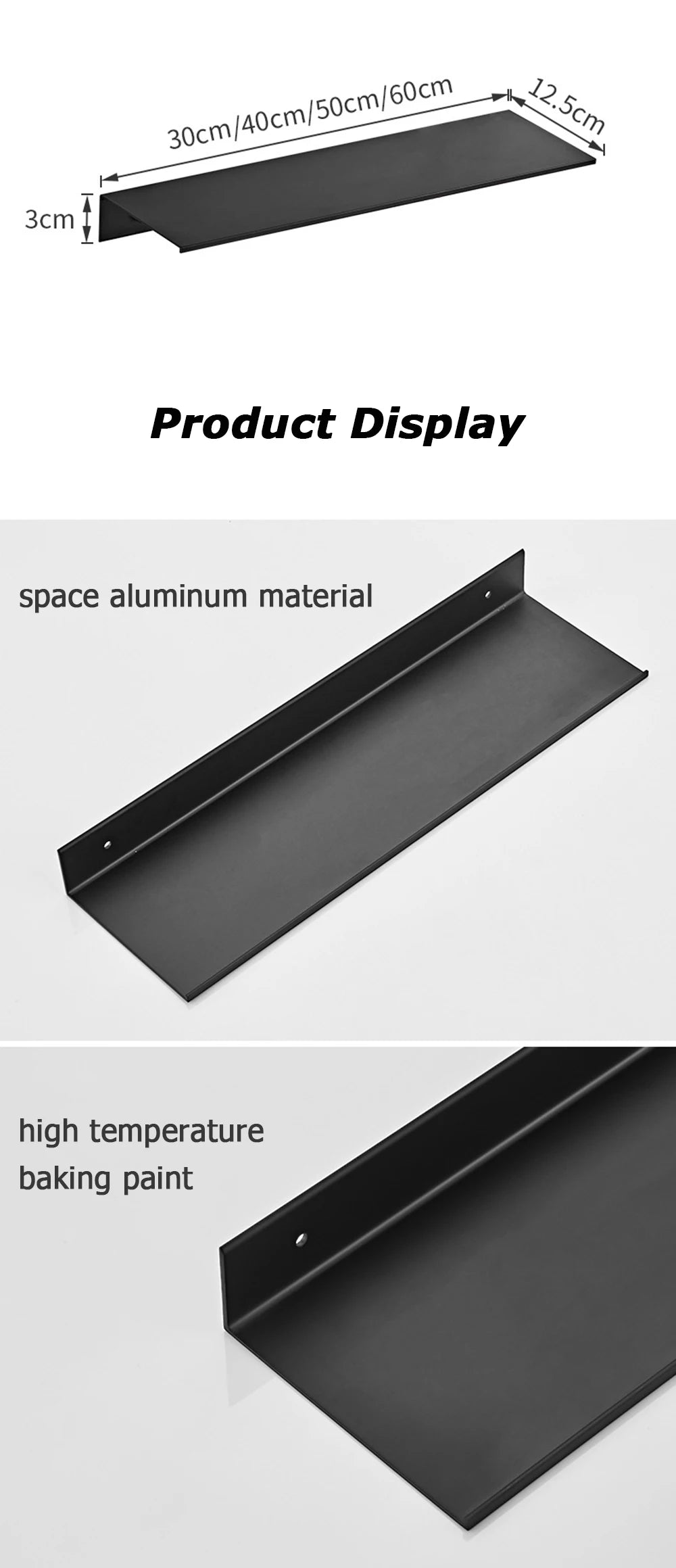 Aluminium wandplank -  30/40/50CM