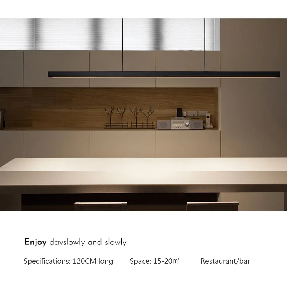 Moderne langwerpige LED-hanglamp voor eetkamer en woonkamer