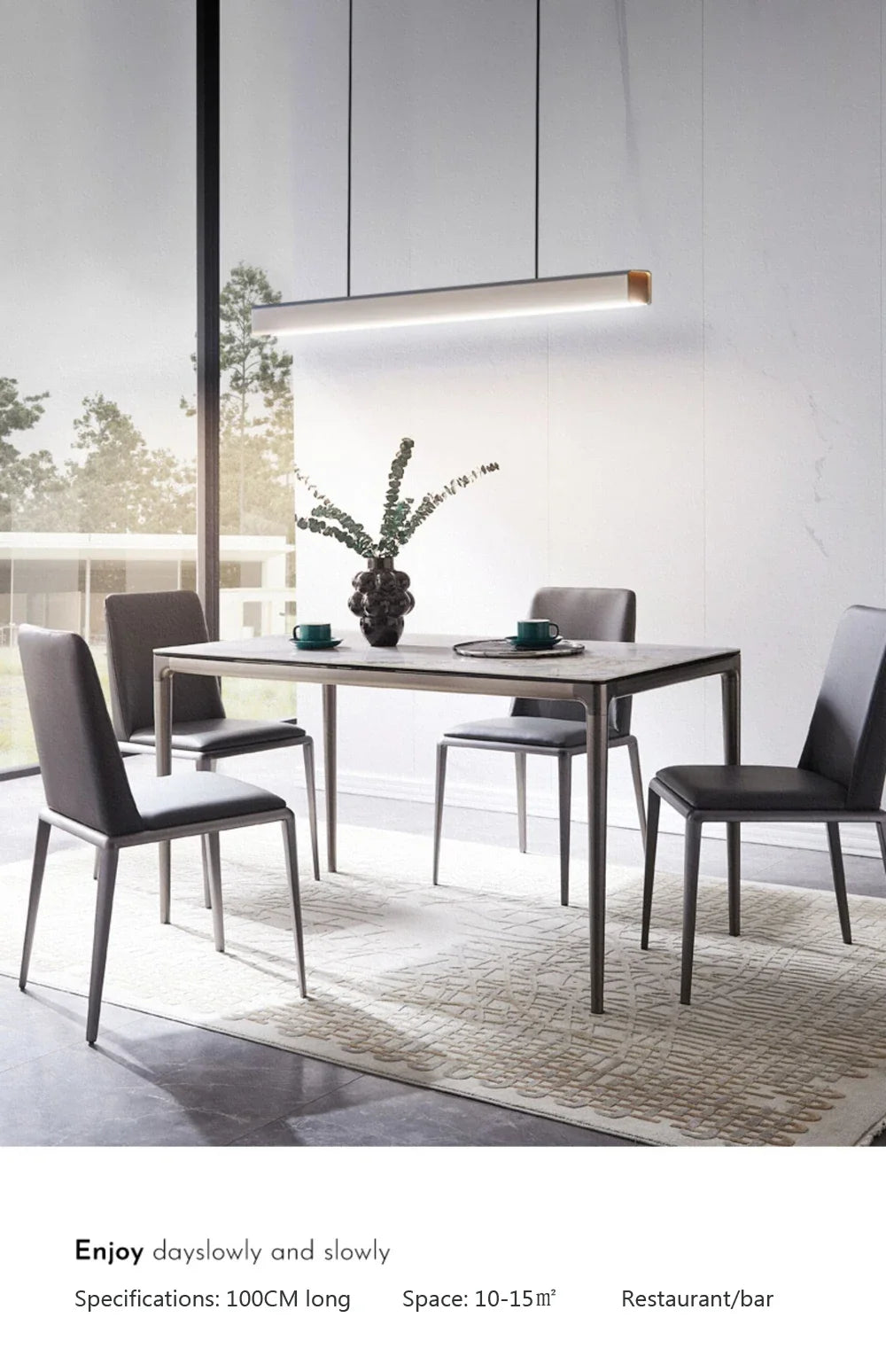 Moderne langwerpige LED-hanglamp voor eetkamer en woonkamer