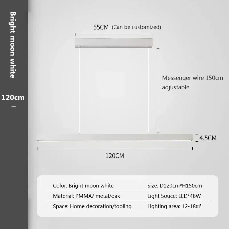 Moderne langwerpige LED-hanglamp voor eetkamer en woonkamer