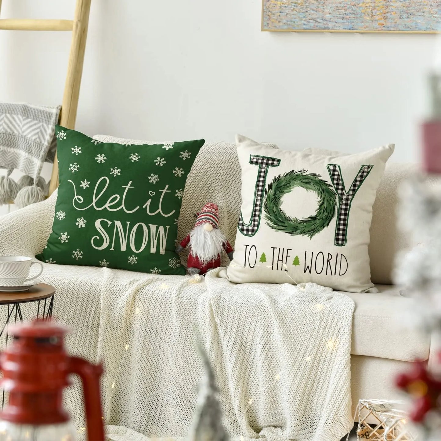 Groen kerst kussenhoes met vrolijk kerst motto - kerst decoratie